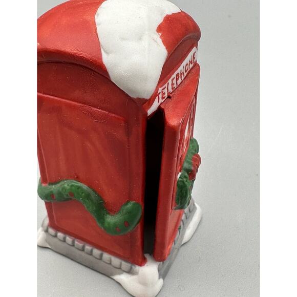 Christmas Village Red Telephone Booth Rex & Lee Porcelain Hand Painted Box - Picture 7 of 9